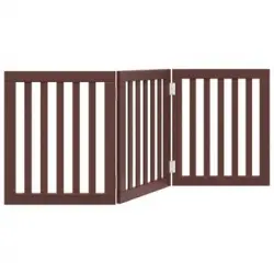 Puerta Para Perros Plegable 3 Paneles Madera Álamo Marrón 150cm Vidaxl