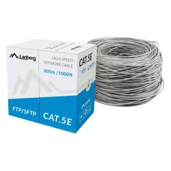 Lanberg Bobina Cable de Red RJ45 Cat.5E FTP Rígido CCA 305m Gris