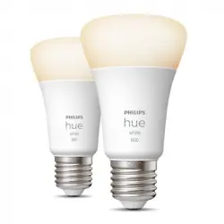 Philips Hue White Pack 2 Bombillas LED Inteligentes E27 9W Luz Blanca Cálida