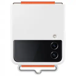 Samsung Silicone Cover Blanca con Correa Naranja para Galaxy Z Flip4
