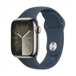 Apple Watch Series 9 GPS + Cellular 41mm Plata Caja de Acero Inoxidable con Correa Deportiva Azul Tempestad S/M