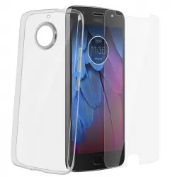 Avizar Funda de Silicona Transparente + Cristal Templado para Motorola Moto G5S