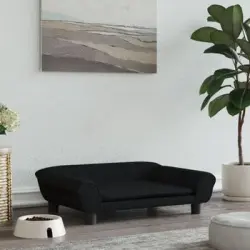 Cama Para Perros De Terciopelo Negra 70x48x22 Cm