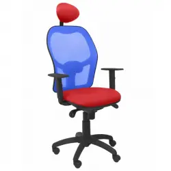 Piqueras y Crespo Jorquera Bali Silla Oficina con Cabecero Fijo Malla Azul/Roja