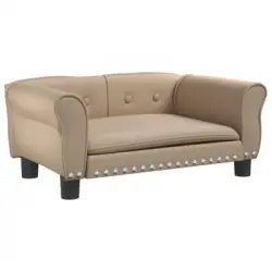 Cama Para Perros De Cuero Sintético Color Capuchino 70x45x30 Cm Vidaxl