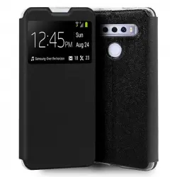 Cool Funda Flip Cover Liso Negro para TCL 10 SE