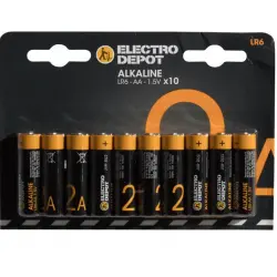 Pack pilas ELECTRO DEPOT Alkaline LR06 AA x 10 uds