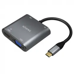 Aisens A109-0626 Adaptador USB-C a HDMI/VGA/USB-C/USB 3.0 15cm Gris
