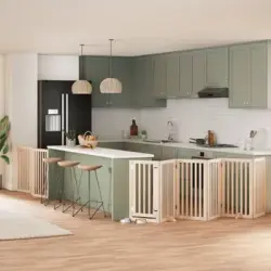 Puerta Para Perros Plegable 9 Paneles Madera De Álamo 450 Cm