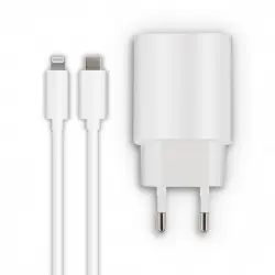 Mooov Cargador 3A Power Delivery 18W Blanco + Cable USB-C a Lightning 1.2m