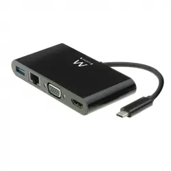 Ewent Dockstation USB-C a HDMI 4K/VGA/RJ45/USB Negro