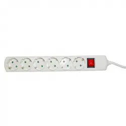 Regleta 6 Tomas con Interruptor Blanco