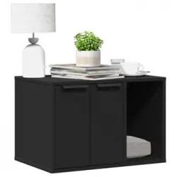 Mueble Arenero De Gatos Madera Ingeniería Negro 60x40x40 Cm