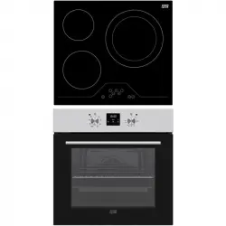 New Pol VH3Z8P Pack Horno Multifunción 69L Inox y Vitrocerámica 3 Zonas Negra