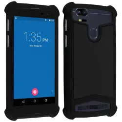 Avizar Funda Silicona Efecto Cuero Negra para Smartphones 5.3" a 5.6"