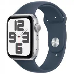 Apple Watch SE GPS 44mm Aluminio Plata con Correa Deportiva Azul Tempestad M/L