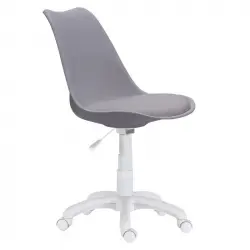 Home Heavenly Tulipa Silla de Escritorio Giratoria/Elevable con Asiento Tapizado Polipiel Gris