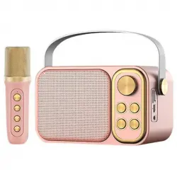 Klack Karaoke Retro Altavoz Subwoofer con Micrófono Bluetooth 10W Rosa