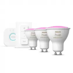 Philips Hue White and Color Ambiance Kit 3 Bombillas LED GU10 4.3W RGB + Hue Bridge + Interruptor