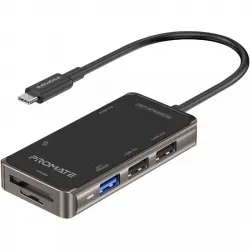 Promate PrimeHub-Lite Hub Multipuerto USB-C a HDMI 4K/USB 3.0/USB 2.0/SD
