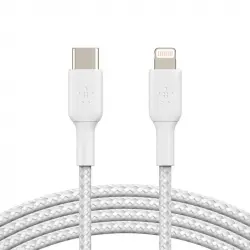 Belkin Boost Charge Cable Trenzado Carga Rápida USB-C a Lightning 2m Blanco