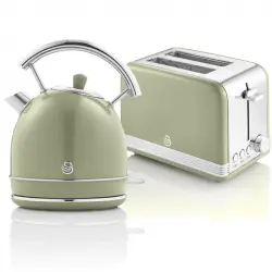 Swan Stp7050gneu Retro Set de Desayuno Hervidora de Agua 1.8L + Tostadora 815W Verde