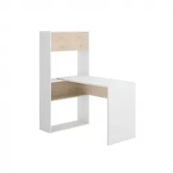 Escritorio Flexo Con Estante + Armario Blanco/natural 141x105x70 Cm