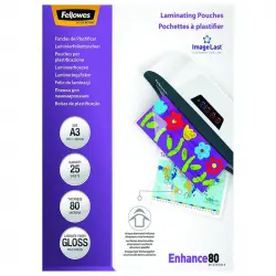 Fellowes Pack 25 Fundas de Plastificar Brillo A3 80 micras