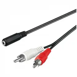Goobay Cable de Audio 2xRCA a Jack 3.5mm Macho/Hembra 25cm Negro