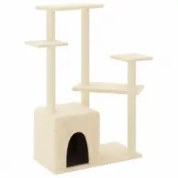 Rascador Para Gatos Con Postes De Sisal Color Crema 107,5 Cm Vidaxl