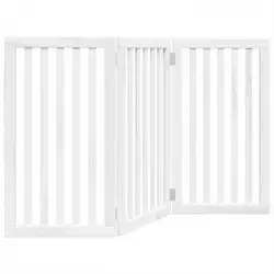 Puerta Para Perros Plegable 3 Paneles Madera Álamo Blanca 150cm Vidaxl