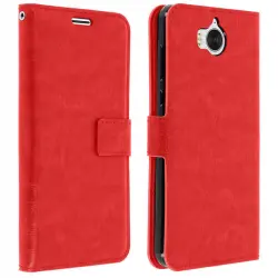 Avizar Funda Libro Vintage Roja para Huawei Y6 2017