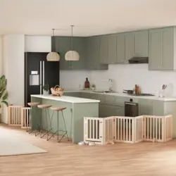 Puerta Para Perros Plegable 12 Paneles Madera De Álamo 600 Cm