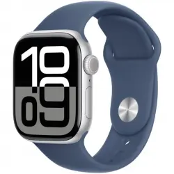 Apple Watch Series 10 GPS 42mm Caja Aluminio Plata con Correa Deportiva Azul Denim S/M