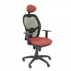 Piqueras y Crespo Jorquera Silla Malla Negra Asiento Similpiel con Cabecero Fijo Granate