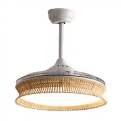 Create Wind Clear Rattan Ventilador de Techo LED con Aspas Retráctiles WiFi 40W Blanco/Nudo