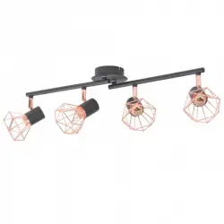 VidaXL Lámpara de Techo Industrial 4xE14 Negra/Cobre