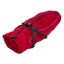 Abrigo con arnés TIAKI Arkon, rojo para perros - aprox. 65 cm de largo de espalda