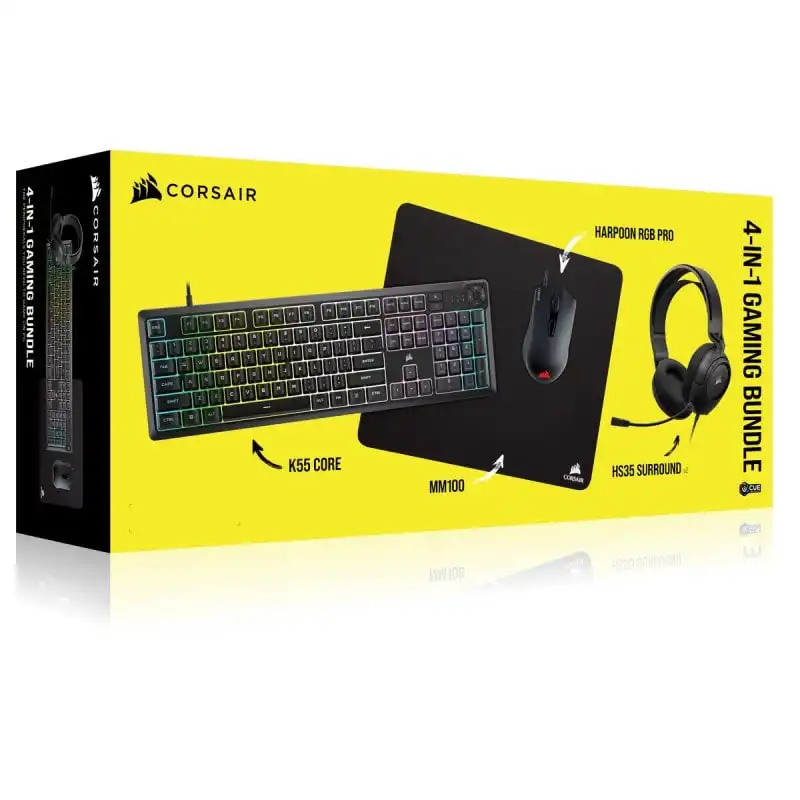 Corsair Gaming Bundle Corsair K55 CORE RGB + Corsair Harpoon RGB Pro + Corsair MM100 + Corsair HS35 v2