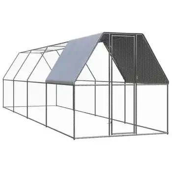 Jaula Gallinero De Acero Galvanizado 2x8x2 M Vidaxl