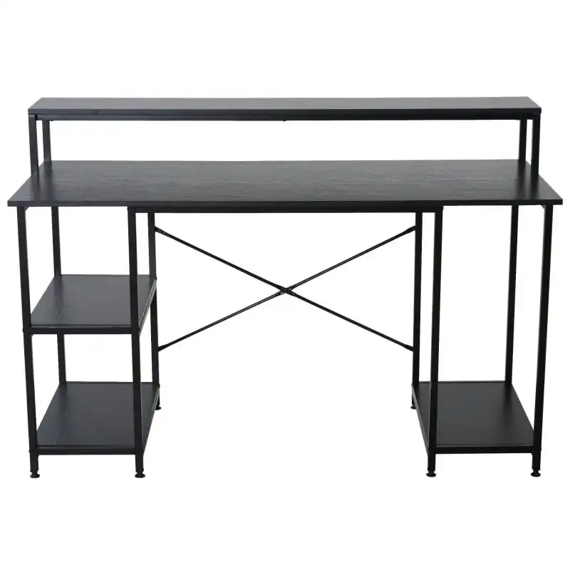 Homcom Mesa de Oficina con Estantes 140x60x93cm Negro
