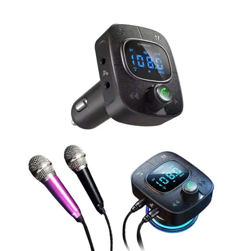 Klack Transmisor Fm y Cargador con Bluetooth para Coche con Karaoke USB