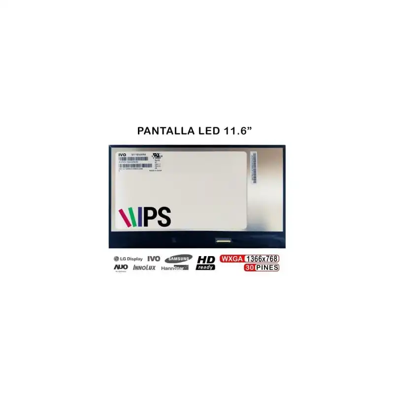 Pantalla Led De 11.6" Para Portátil M116nwr4 R1 1366x768 30 Pines Ips