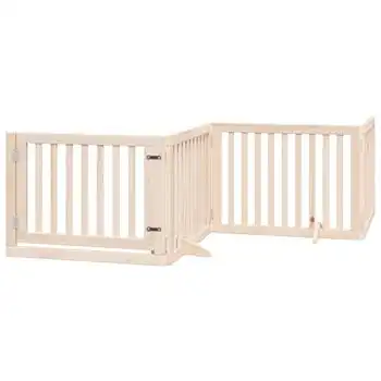 Puerta Para Perros Plegable 4 Paneles Madera De Álamo 320 Cm Vidaxl