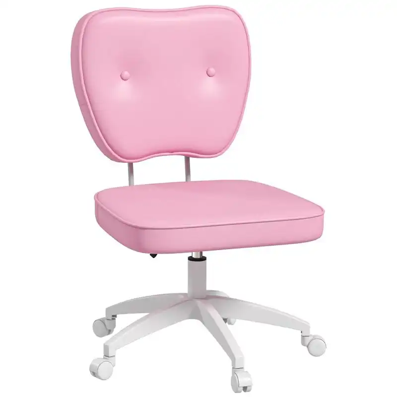 Vinsetto Silla De Escritorio Tapizada En Pu Sin Brazos 46x59x82-92 Cm Rosa