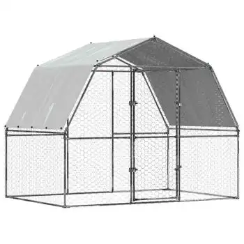 Gallinero Con Techo Y Puerta 2 Uds Acero Galvanizado Plateado Vidaxl