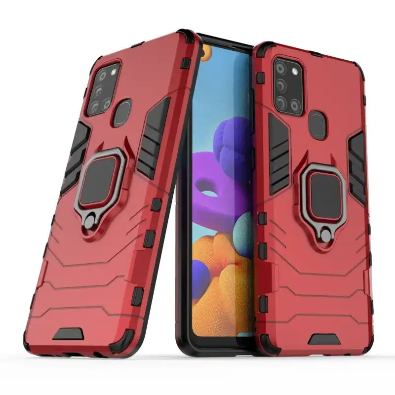 Max Power Digital Funda Magnética Roja con Anillo para Móvil Samsung Galaxy A21S
