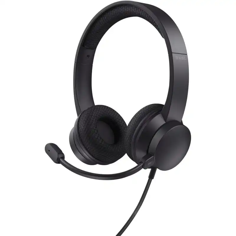 Trust Ayda Auriculares USB ENC con Micrófono con Cancelación de Ruido Negros