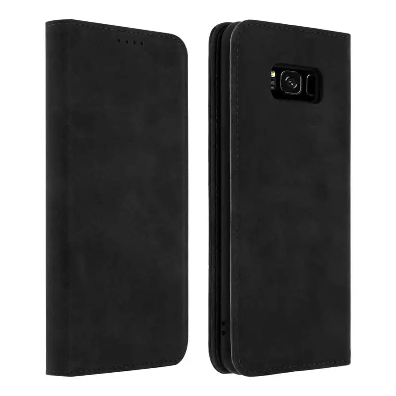 Avizar Funda Tipo Libro Billetera Vintage Negra para Samsung Galaxy S8 Plus