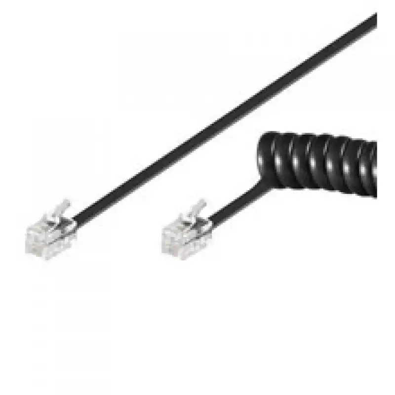 Goobay Cable Telefónico en Espiral de 4 hilos RJ10 7m Negro